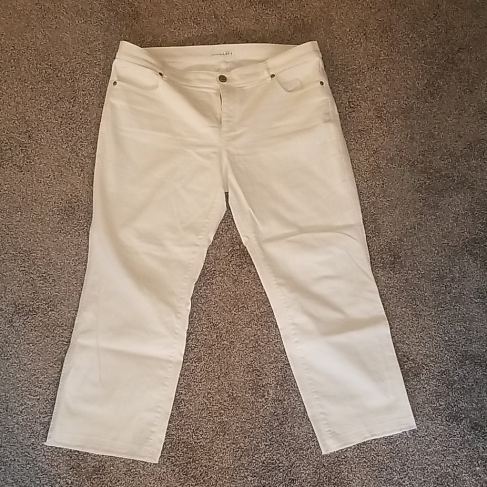 Loft White Denim Straight Crop Jeans Size 12